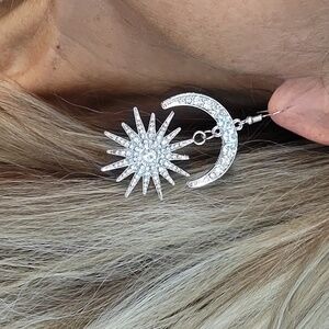 FP Silver Crescent and Starburst Earrings